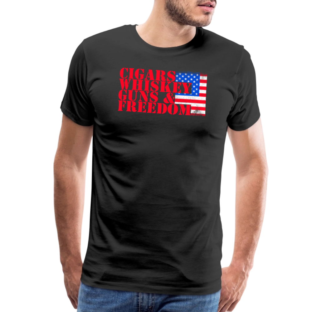 Cigars Whiskey Guns & Freedom by Iron Horse Threads Front Print - black
