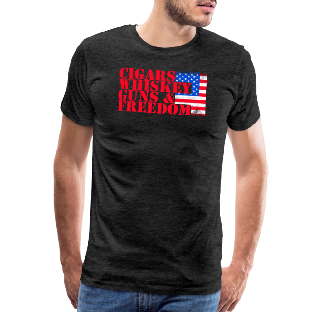 Cigars Whiskey Guns & Freedom by Iron Horse Threads Front Print - charcoal grey