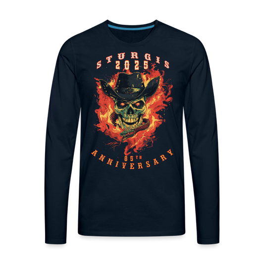2025 - Sturgis 85th Anniversary Motorcycle Rally Champion Long-Sleeve Shirt - Front Print - - deep navy