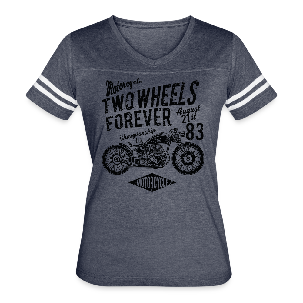 Women’s Vintage Sport Motorcycle T-Shirt - vintage navy/white