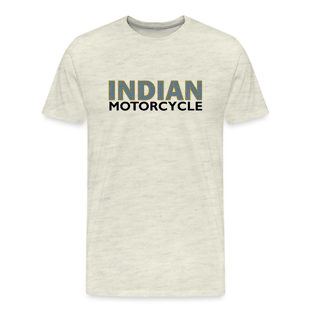 Premium Classic Indian Motorcycle Graphic Shirt - Front and Back Print - heather oatmeal