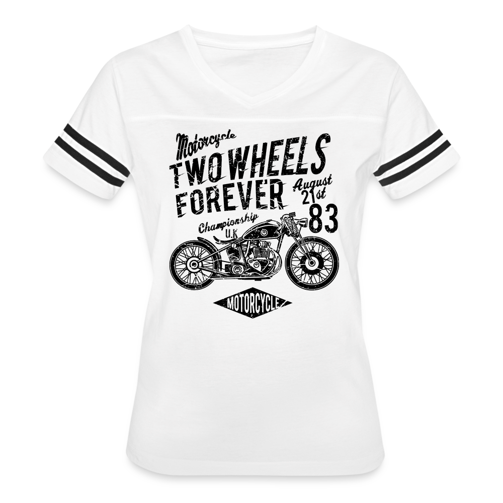 Women’s Vintage Sport Motorcycle T-Shirt - white/black