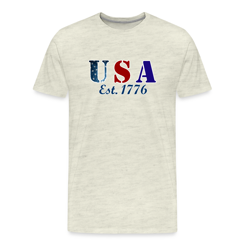“Uncle Sam Wants YOU to Ride Free” Vintage Biker Tee – Patriotic 4th of July Graphic Shirt - Front and Back Print - heather oatmeal