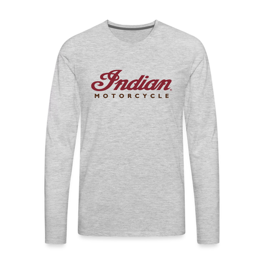 Indian Motorcycle Men's Premium Long Sleeve T-Shirt - Front Print - heather gray
