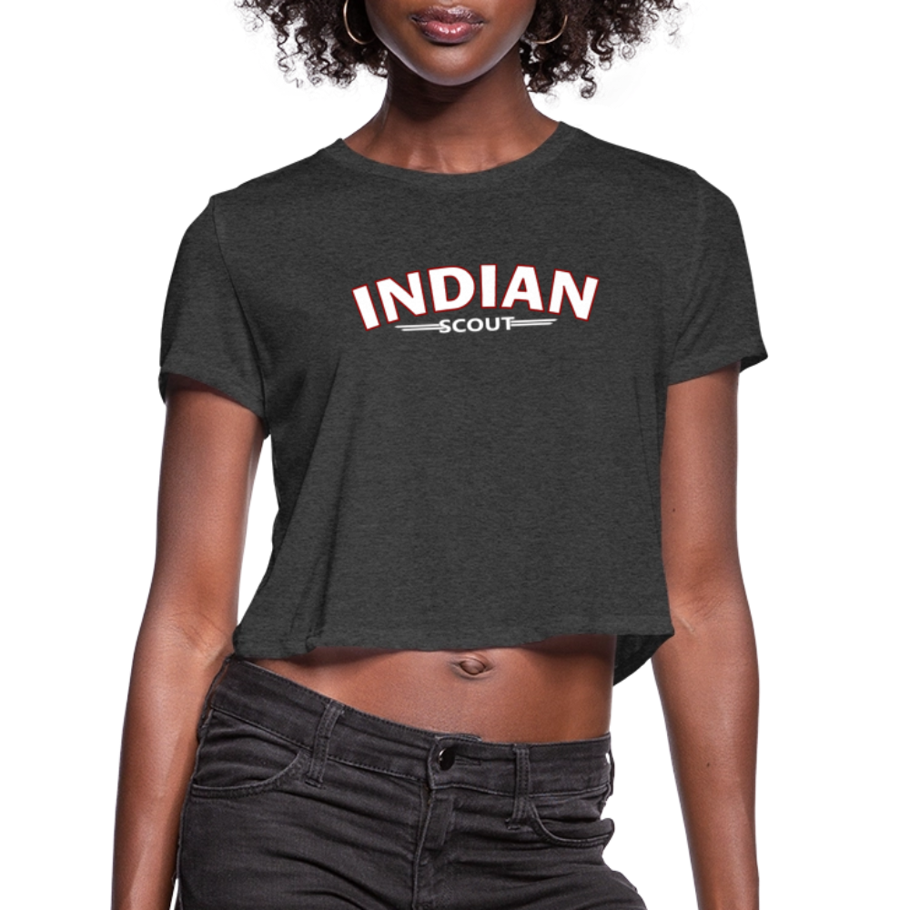 Indian Scout Premium Women's Cropped T-Shirt - Front Print - deep heather