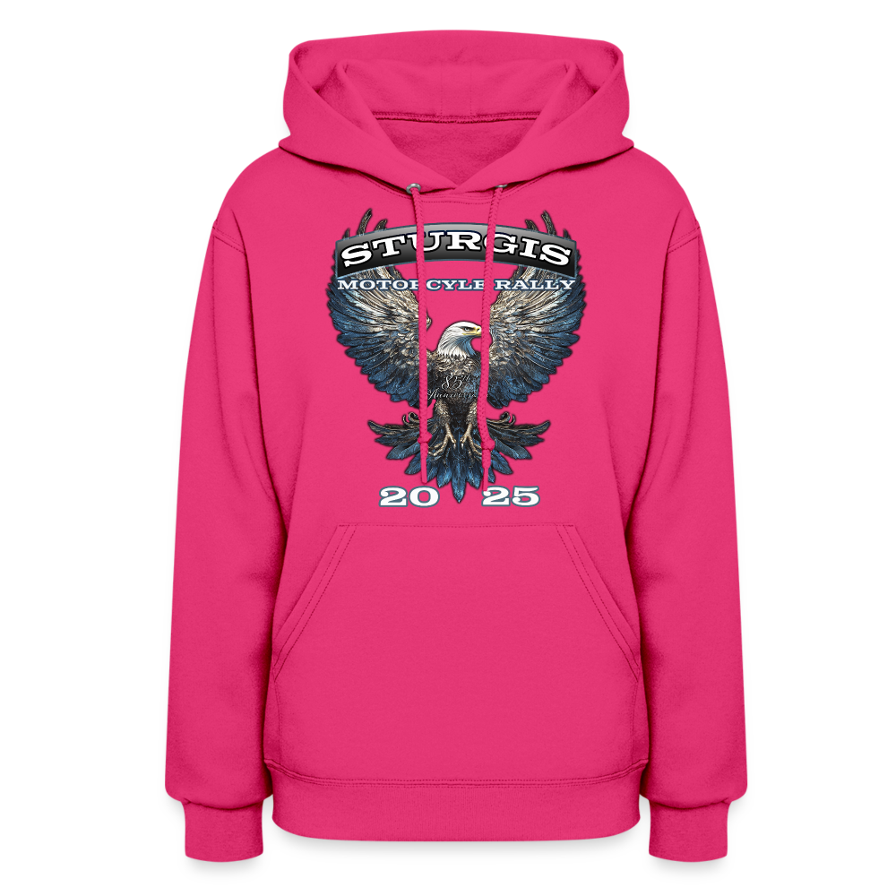 Women's 2025 Sturgis Motorcycle Rally Hoodie - Front Print - fuchsia