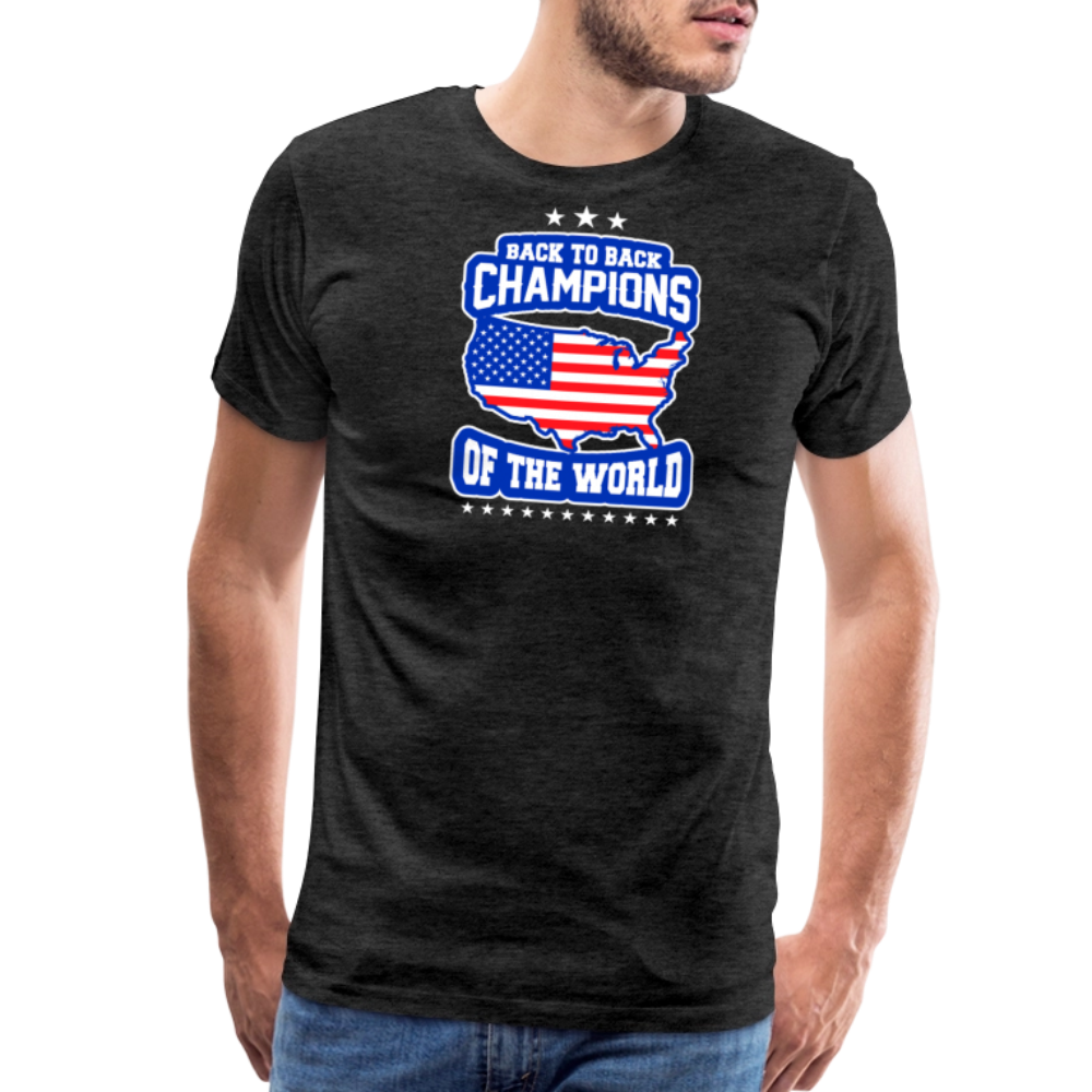 Back to Back Champions of the World by Iron Horse Threads Front Print - charcoal grey