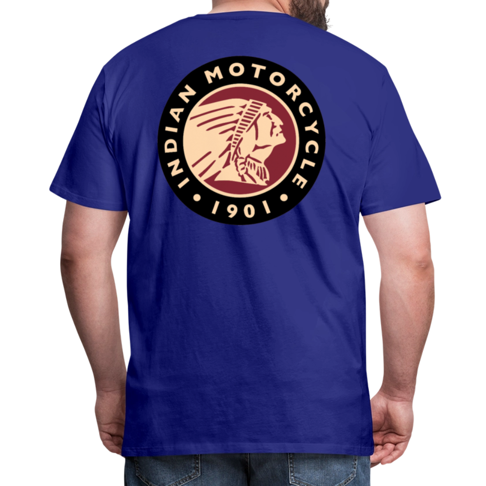 Premium Classic Indian Motorcycle Graphic Shirt - Front and Back Print - royal blue