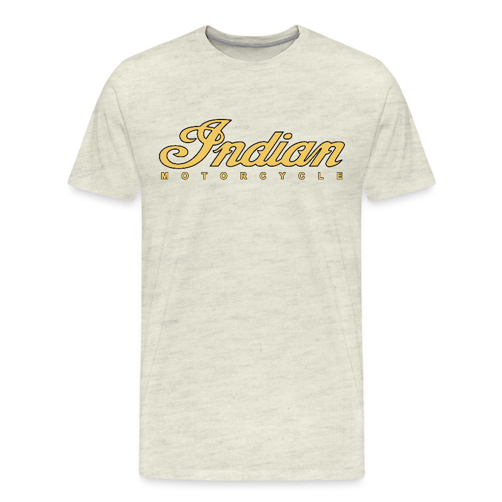 Premium Classic Indian Motorcycle Graphic Shirt - Front and Back Print - heather oatmeal