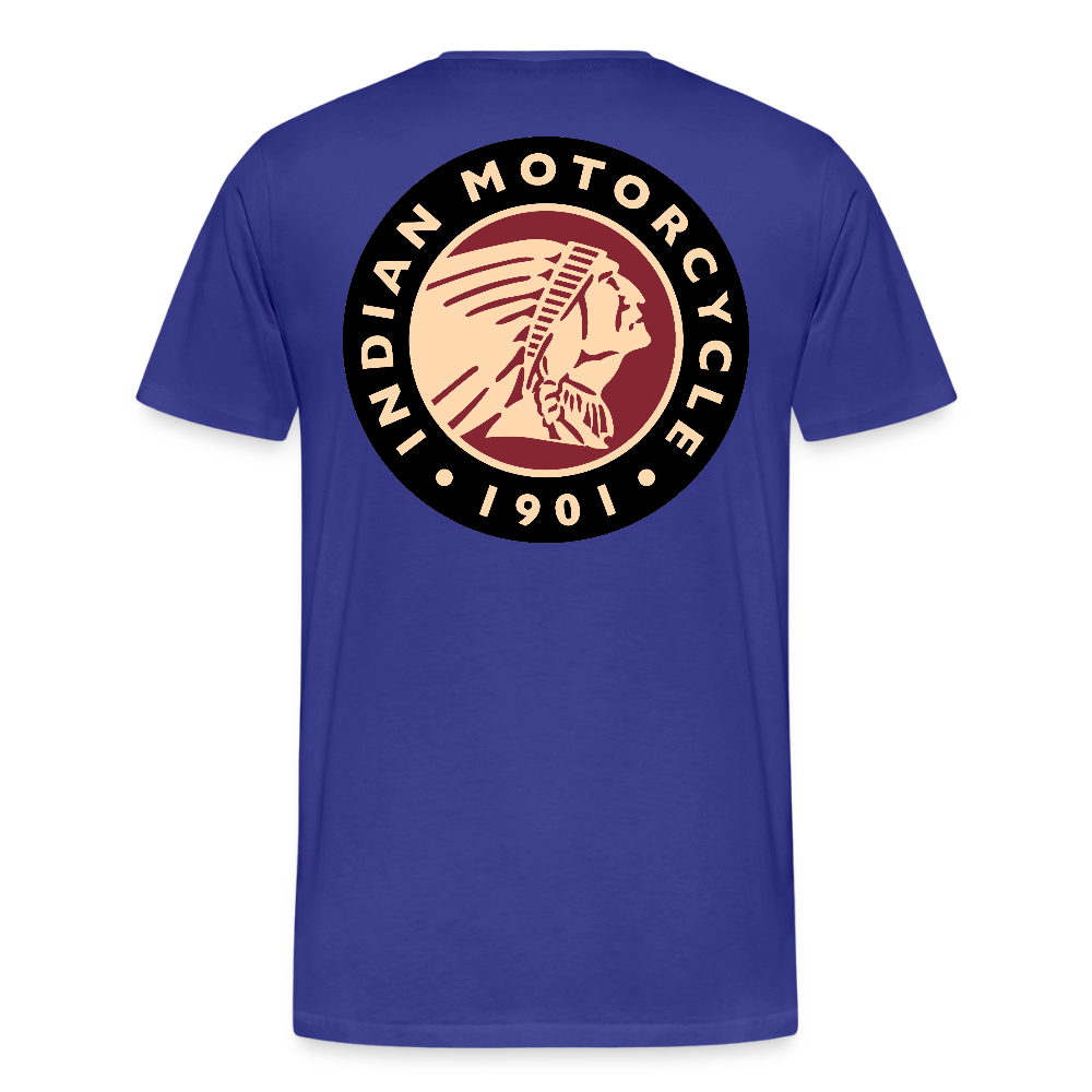 Premium Classic Indian Motorcycle Graphic Shirt - Front and Back Print - royal blue