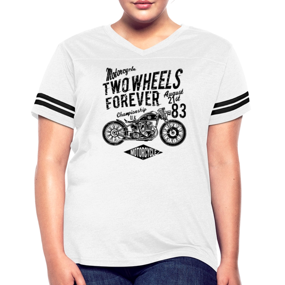 Women’s Vintage Sport Motorcycle T-Shirt - white/black