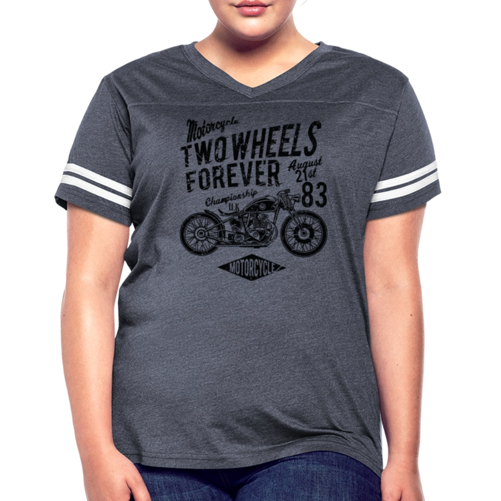Women’s Vintage Sport Motorcycle T-Shirt - vintage navy/white