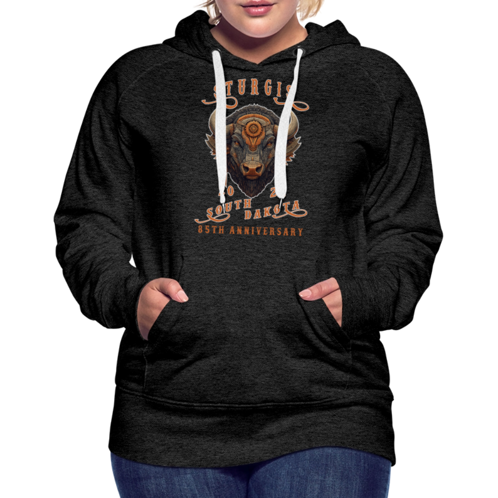 Women’s Premium 2025 Sturgis Motorcycle Rally Hoodie - Front Print - charcoal grey