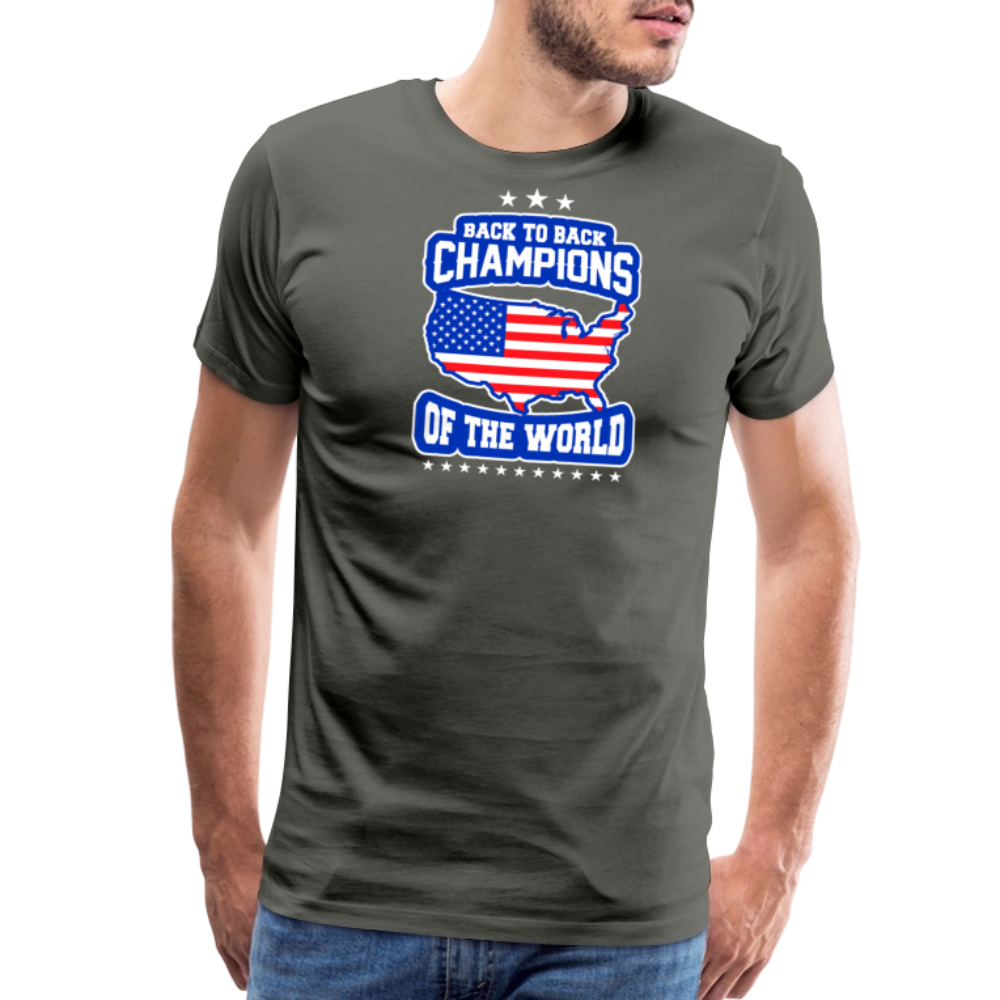 Back to Back Champions of the World by Iron Horse Threads Front Print - asphalt gray
