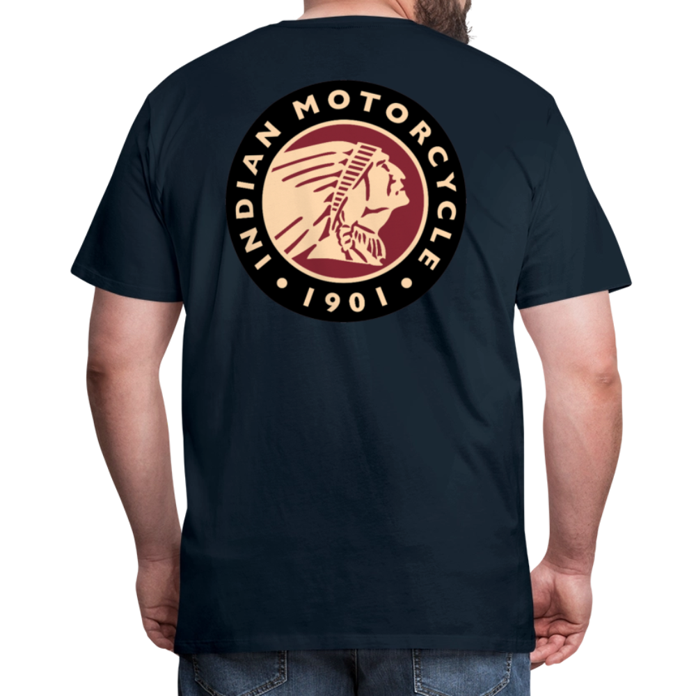 Premium Classic Indian Motorcycle Graphic Shirt - Front and Back Print - deep navy