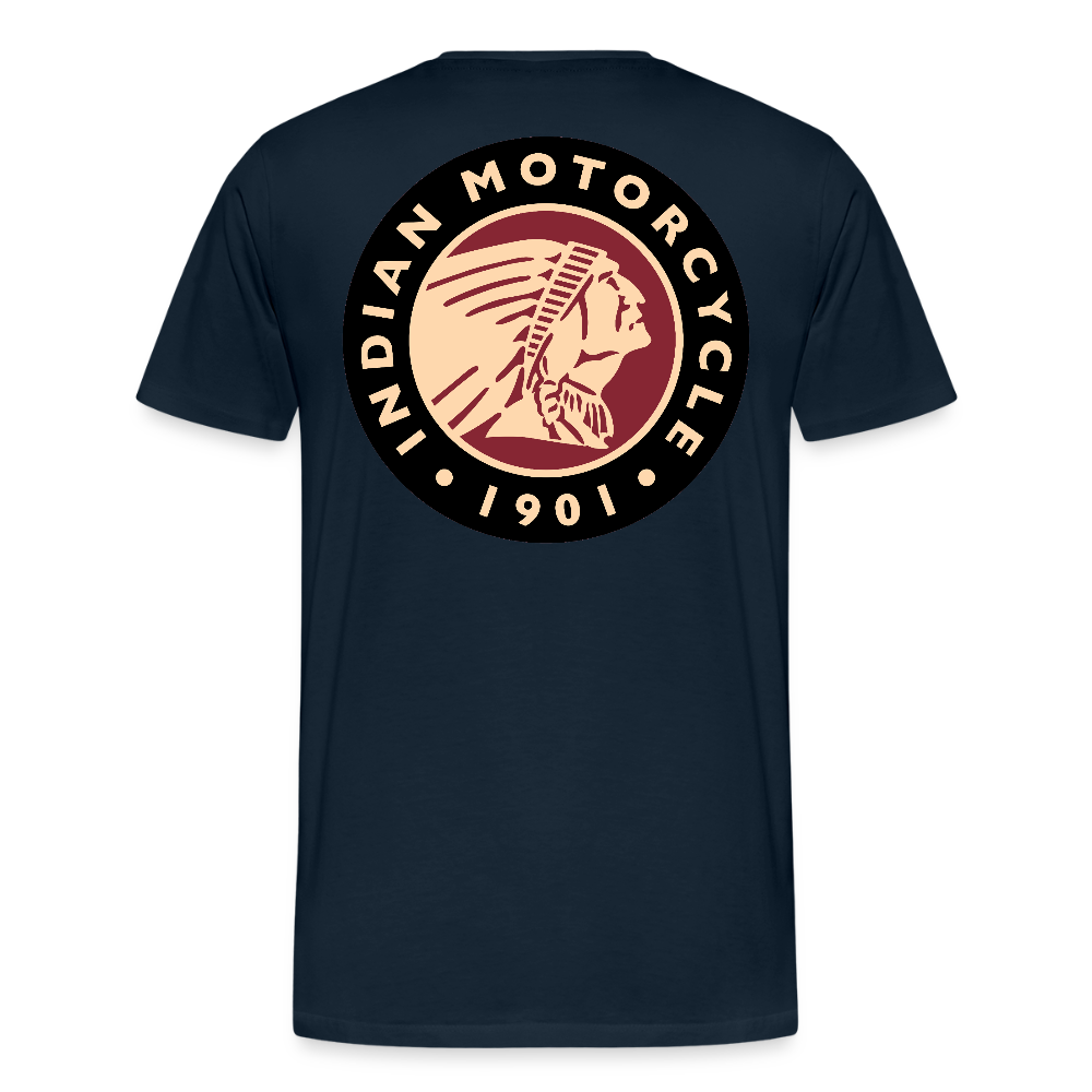 Premium Classic Indian Motorcycle Graphic Shirt - Front and Back Print - deep navy
