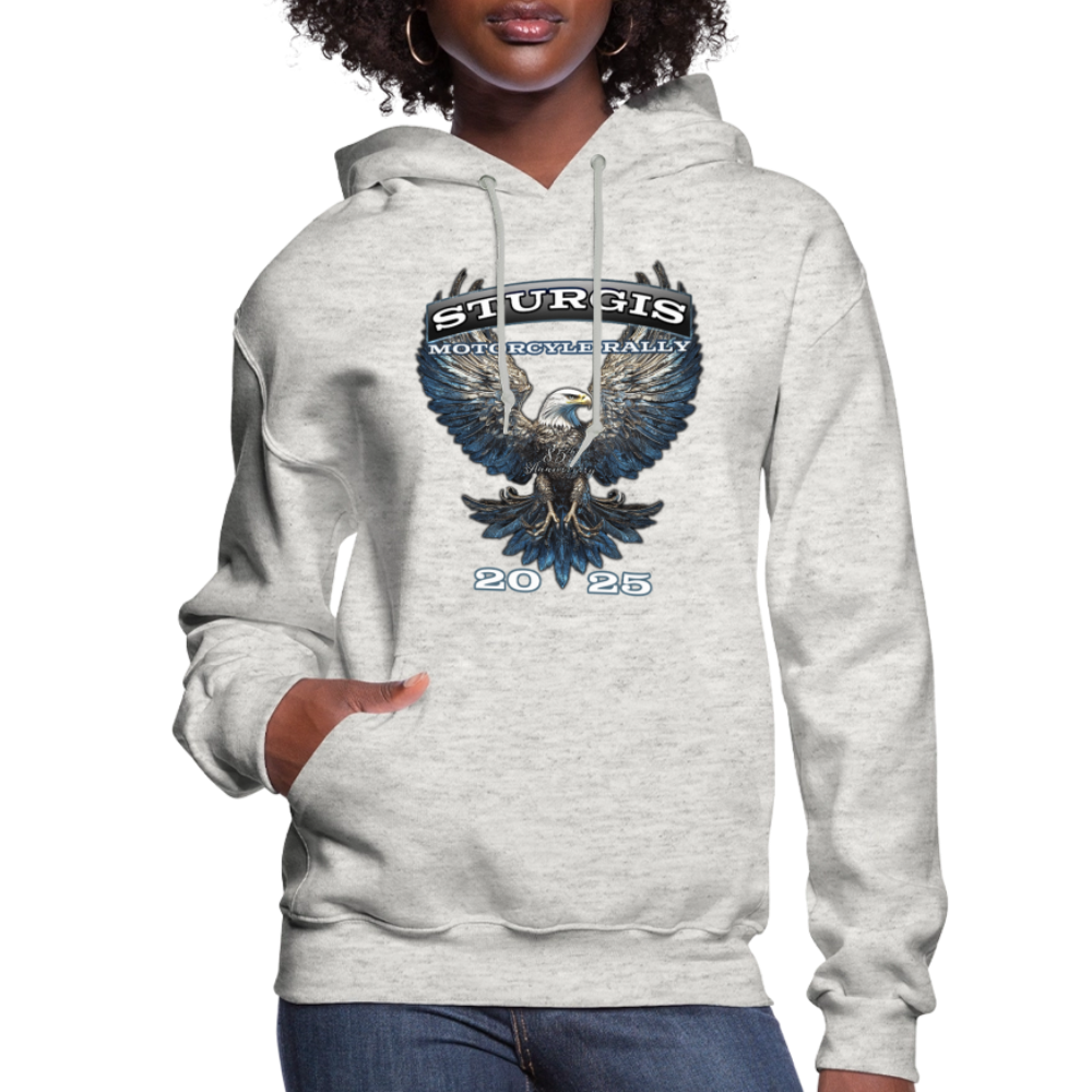 Women's 2025 Sturgis Motorcycle Rally Hoodie - Front Print - heather oatmeal