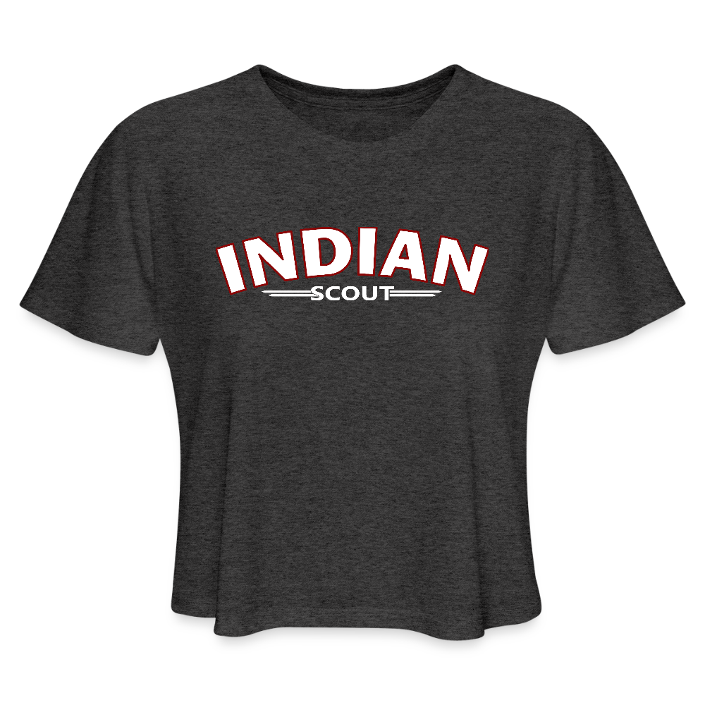 Indian Scout Premium Women's Cropped T-Shirt - Front Print - deep heather