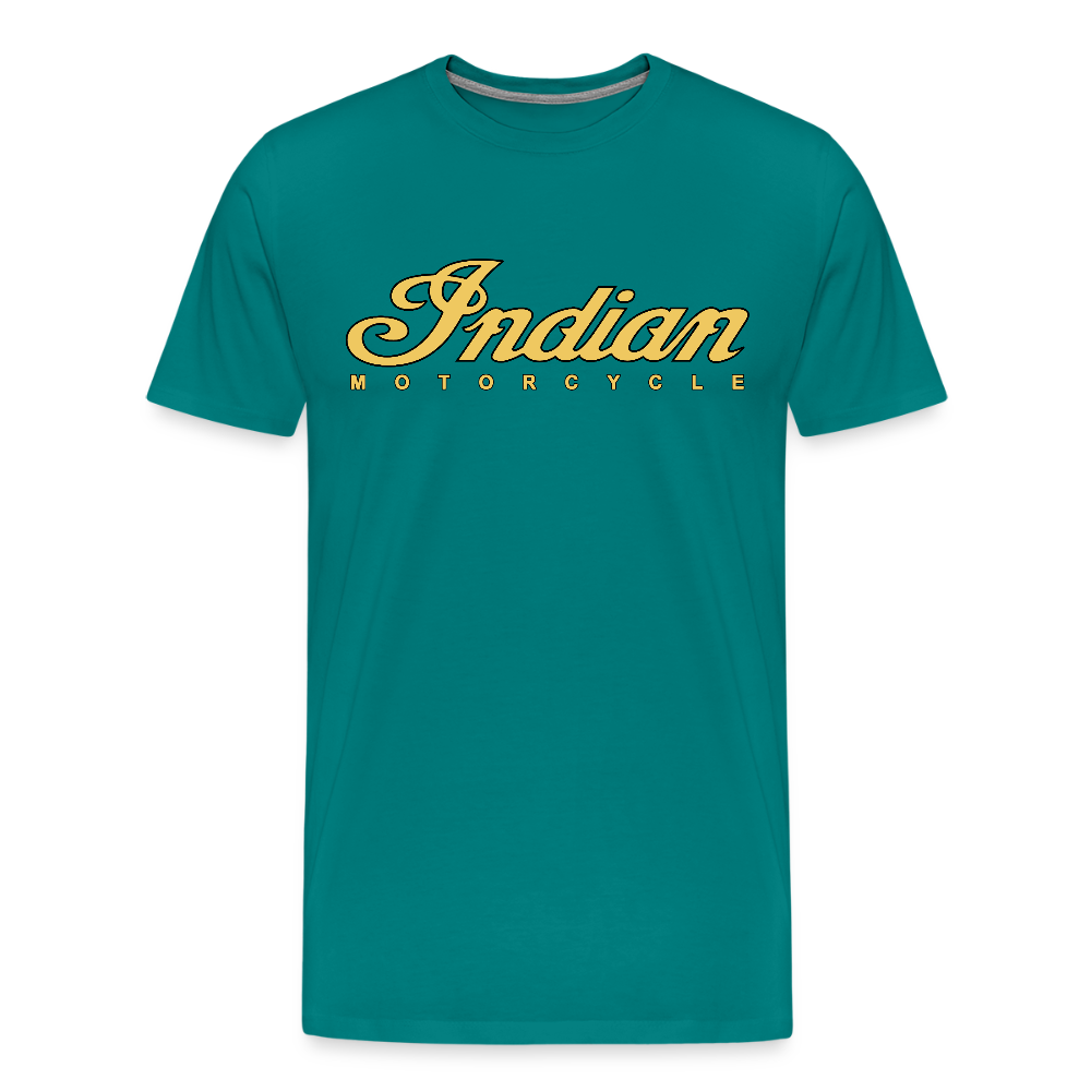 Premium Classic Indian Motorcycle Graphic Shirt - Front and Back Print - teal