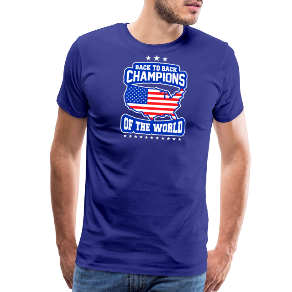 Back to Back Champions of the World by Iron Horse Threads Front Print - royal blue
