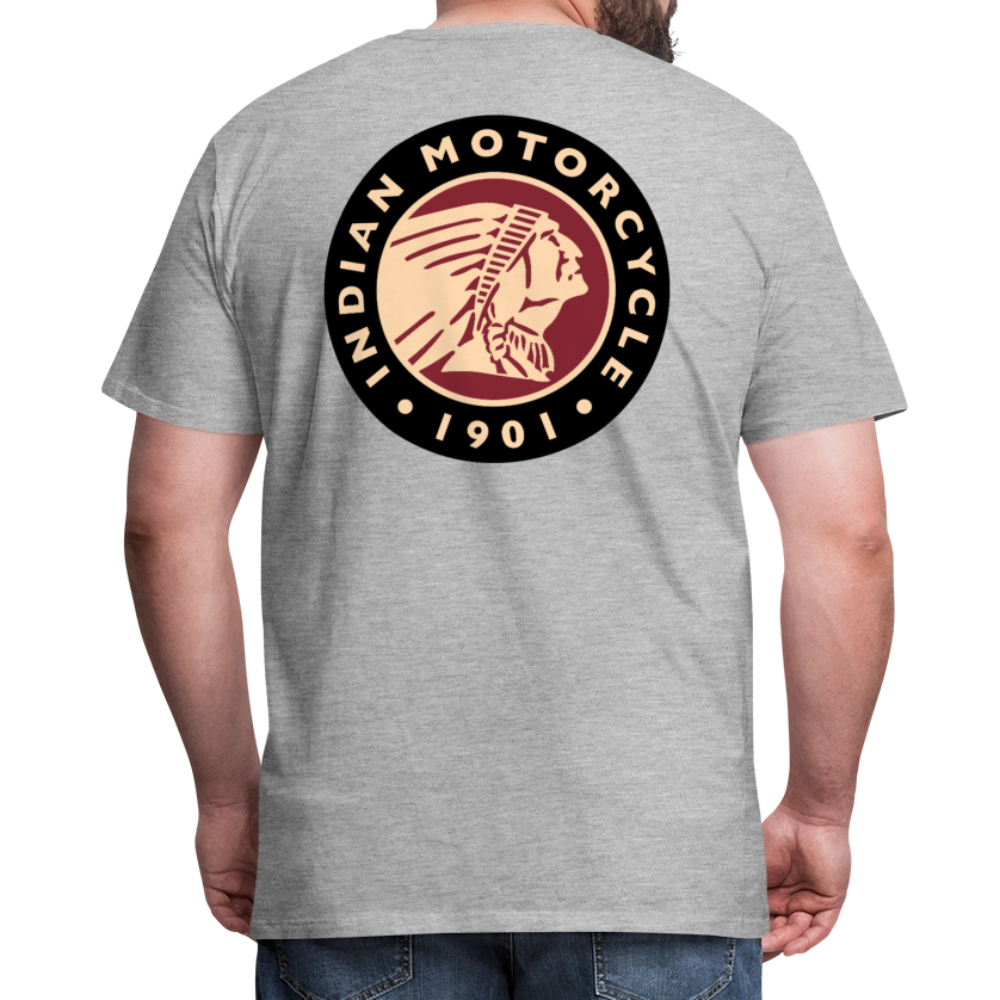 Premium Classic Indian Motorcycle Graphic Shirt - Front and Back Print - heather gray