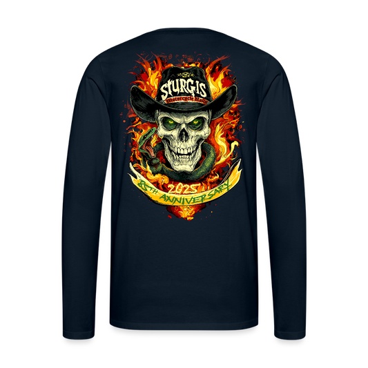 2025 - Sturgis 85th Anniversary Motorcycle Rally Premium Long-Sleeve Shirt - Front & Back Print - - deep navy