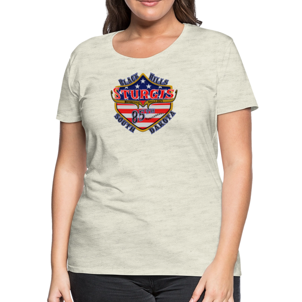 Women’s Premium 2025 Sturgis Motorcycle Rally T-Shirt - Front Print - heather oatmeal