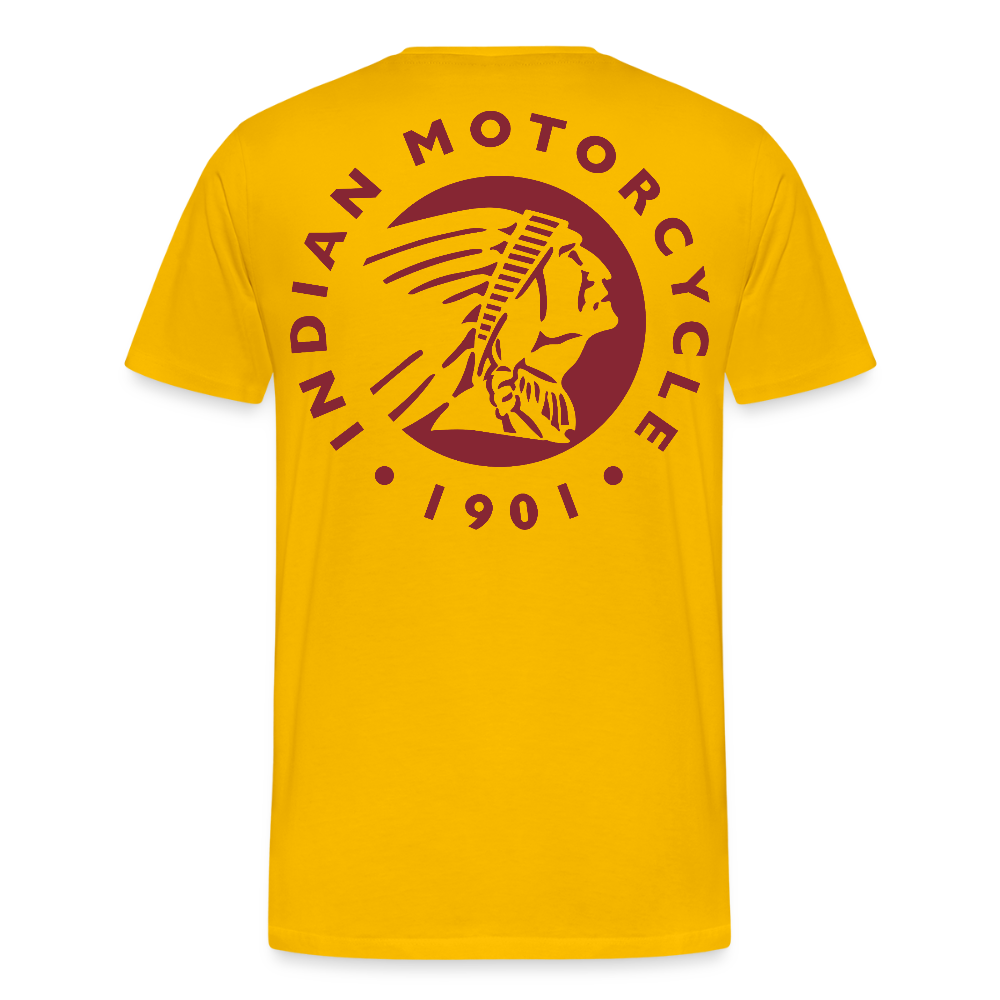 Premium Classic Indian Motorcycle Graphic Shirt - Front and Back Print - sun yellow