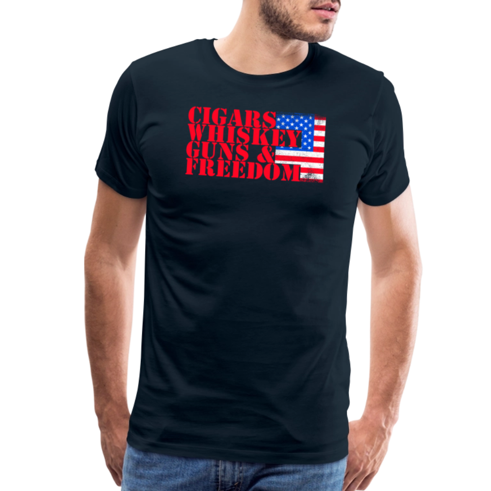 Cigars Whiskey Guns & Freedom by Iron Horse Threads Front Print - deep navy