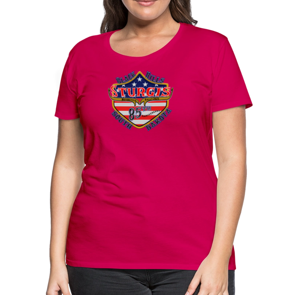 Women’s Premium 2025 Sturgis Motorcycle Rally T-Shirt - Front Print - dark pink