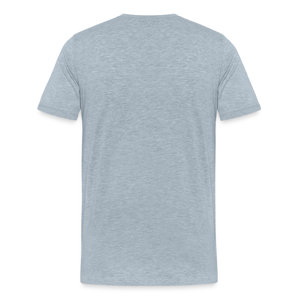 Men's Premium Sturgis Motorcycle Rally 2025 T-Shirt – 85th Anniversary Eagle & Flag Design Biker Tee -Front Print - heather ice blue