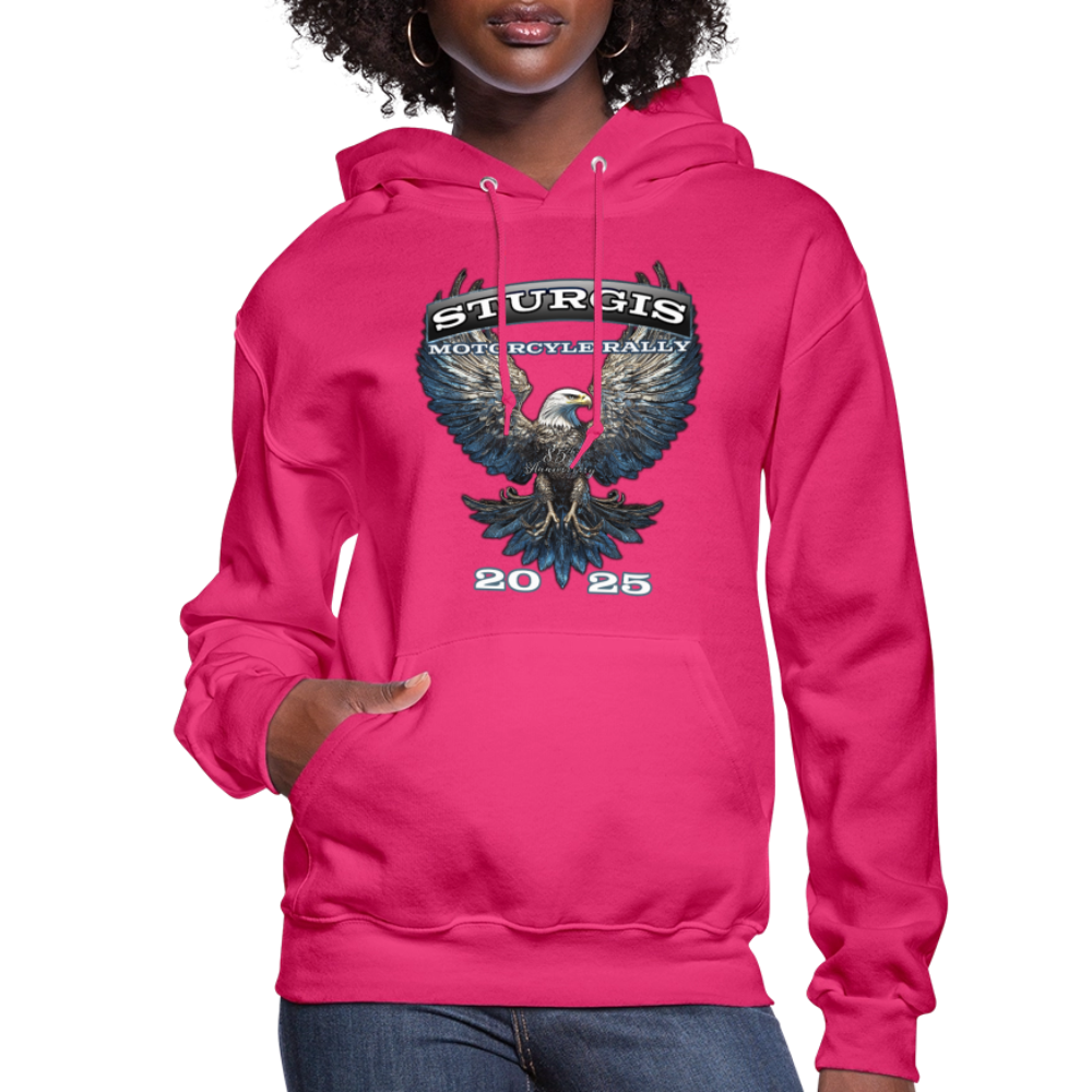 Women's 2025 Sturgis Motorcycle Rally Hoodie - Front Print - fuchsia