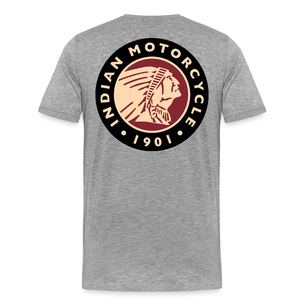 Premium Classic Indian Motorcycle Graphic Shirt - Front and Back Print - heather gray