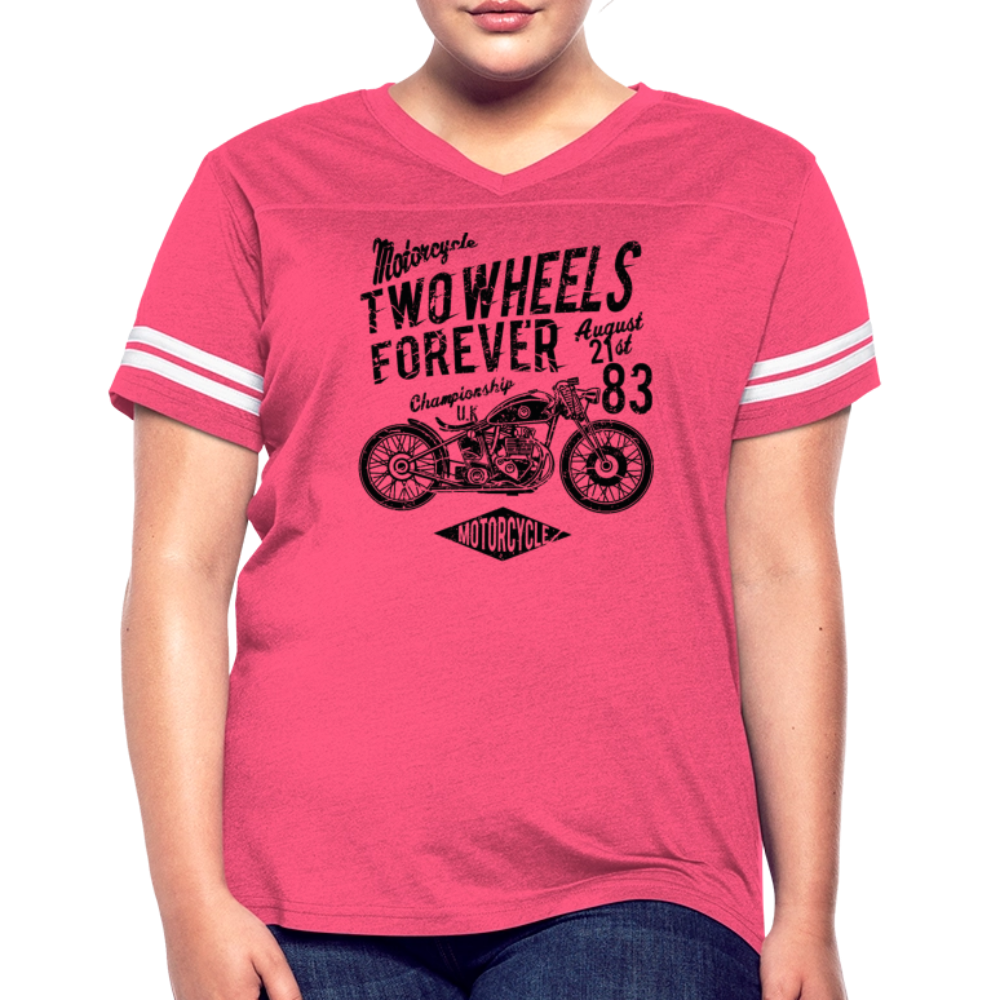 Women’s Vintage Sport Motorcycle T-Shirt - vintage pink/white