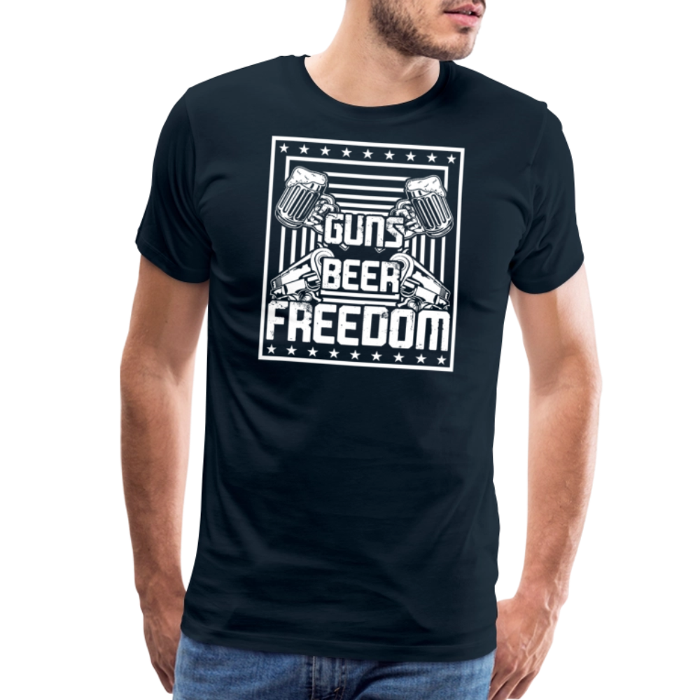 Guns Beer Freedom by Iron Horse Threads Front Print - deep navy