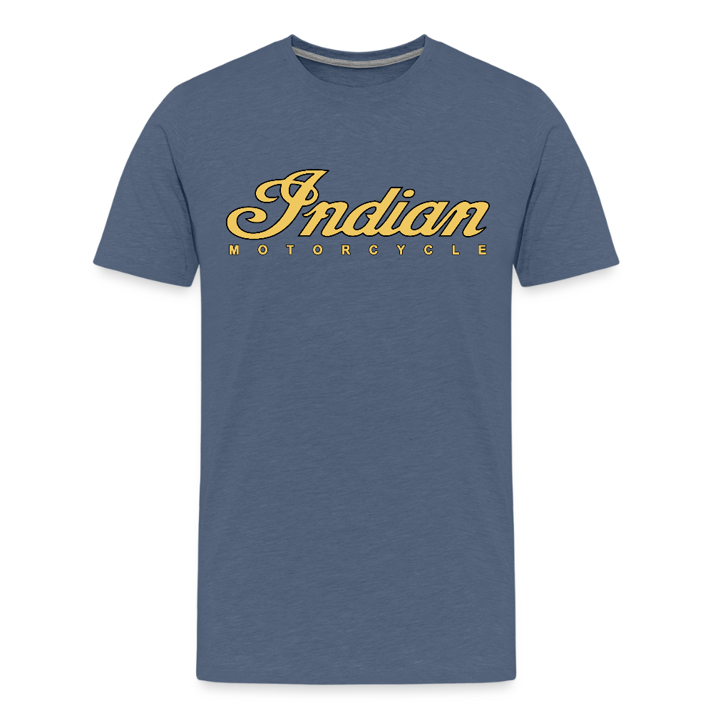 Premium Classic Indian Motorcycle Graphic Shirt - Front and Back Print - heather blue
