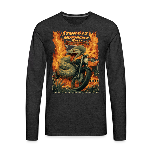 2025 Premium Sturgis Motorcycle Rally Biker Long Sleeve T-Shirt 85th Anniversary Edition - Front Print - - charcoal grey