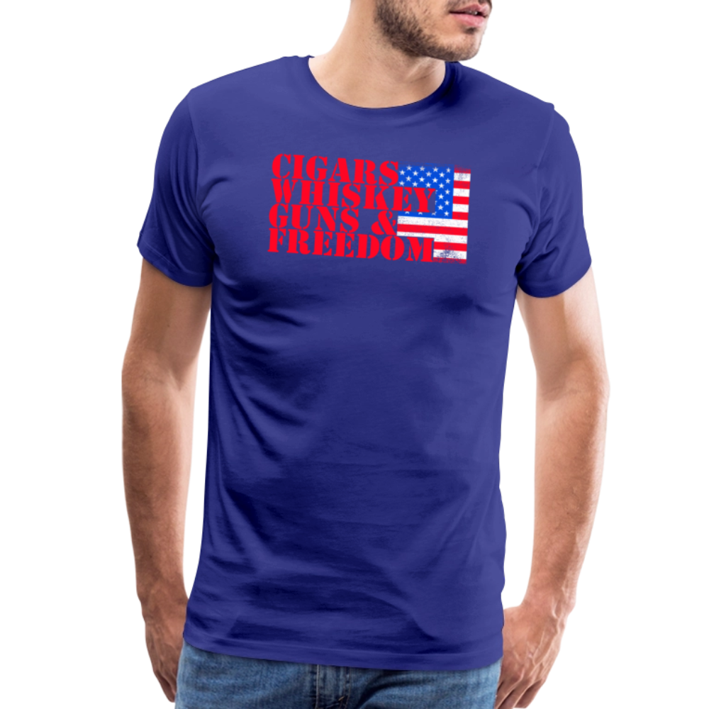 Cigars Whiskey Guns & Freedom by Iron Horse Threads Front Print - royal blue