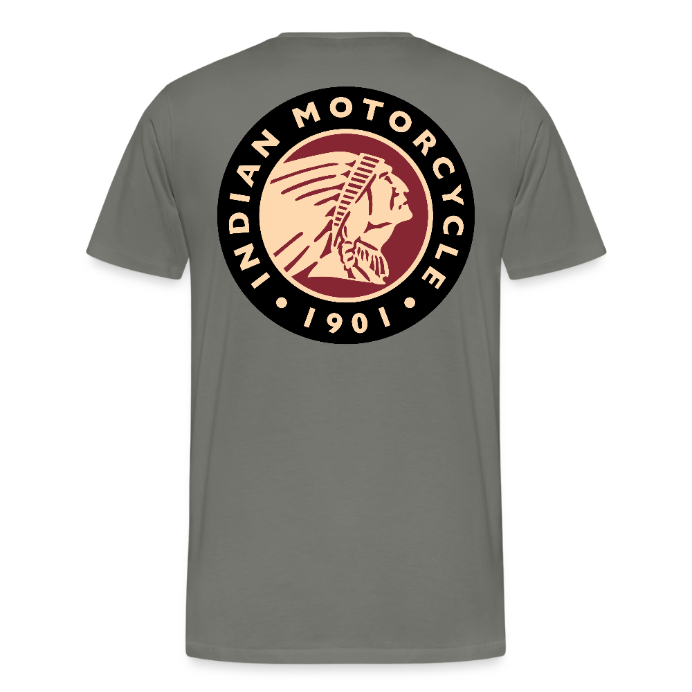 Premium Classic Indian Motorcycle Graphic Shirt - Front and Back Print - asphalt gray