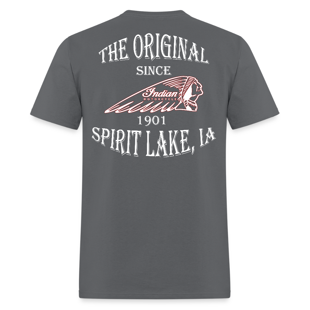 Indian Motorcycle-Legends Aren't Made, They're Built Vintage T-shirt - Front and Back Print - charcoal