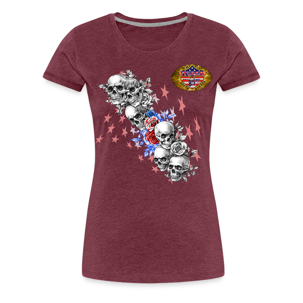 Women’s Premium 2025 Sturgis Motorcycle Rally T-Shirt - heather burgundy