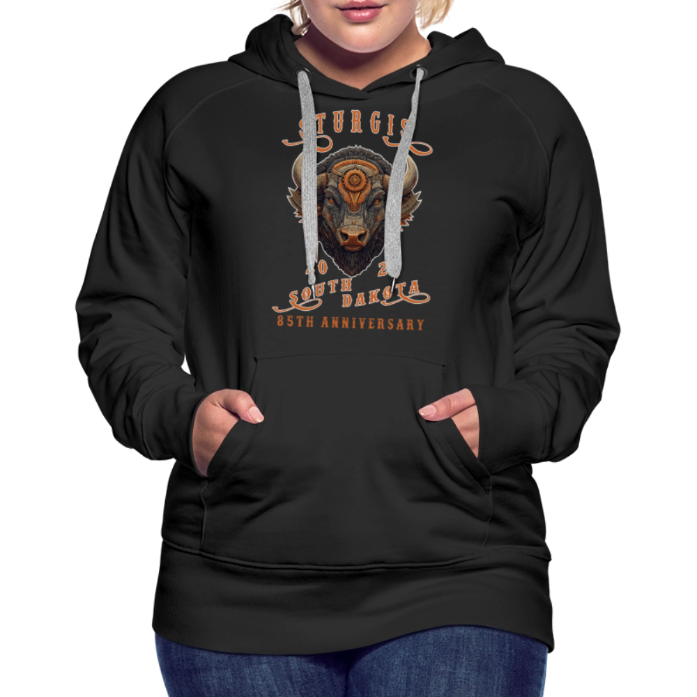Women’s Premium 2025 Sturgis Motorcycle Rally Hoodie - Front Print - black
