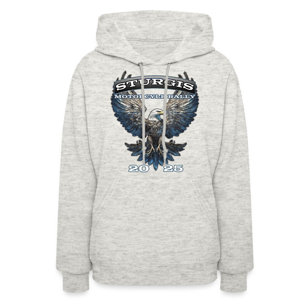 Women's 2025 Sturgis Motorcycle Rally Hoodie - Front Print - heather oatmeal
