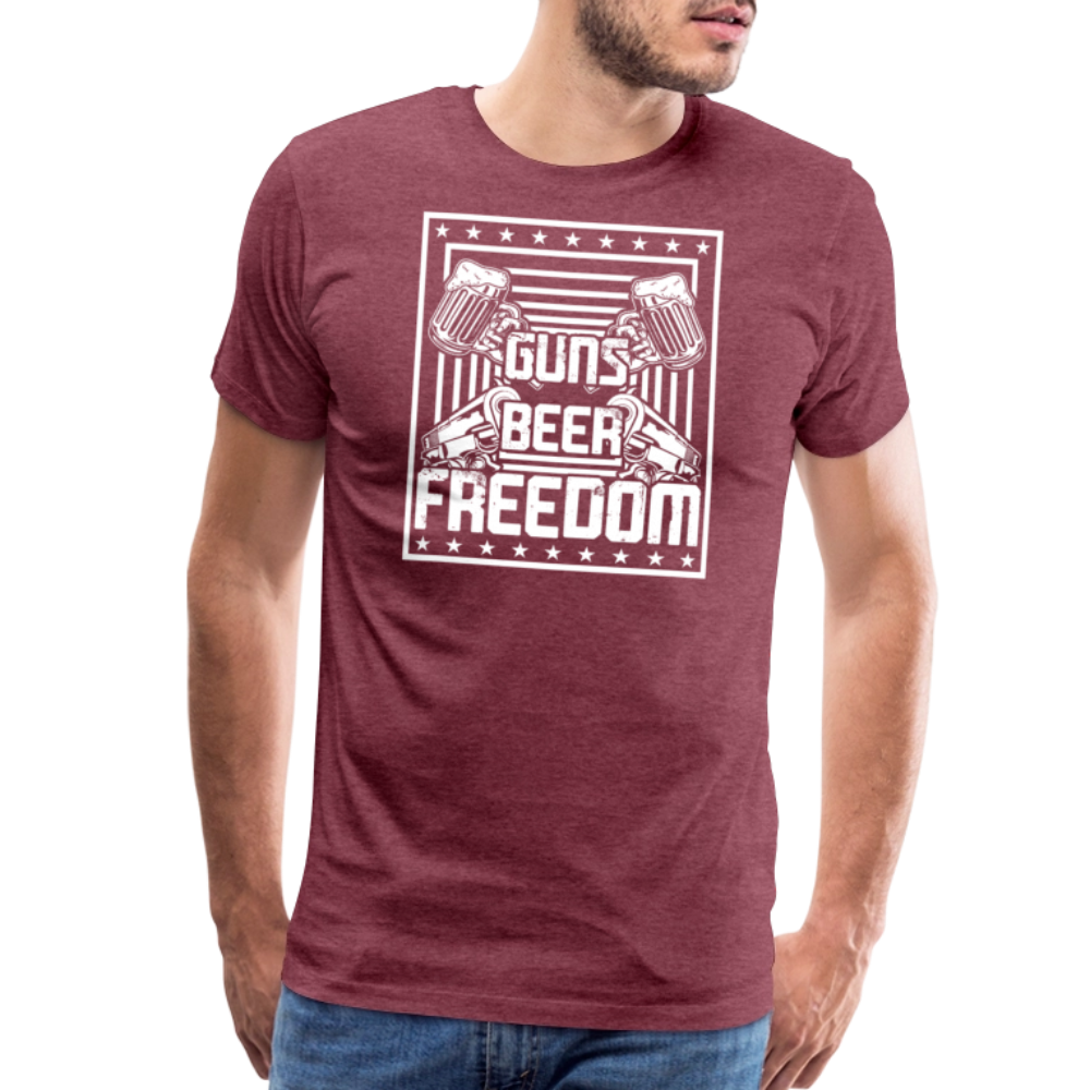 Guns Beer Freedom by Iron Horse Threads Front Print - heather burgundy