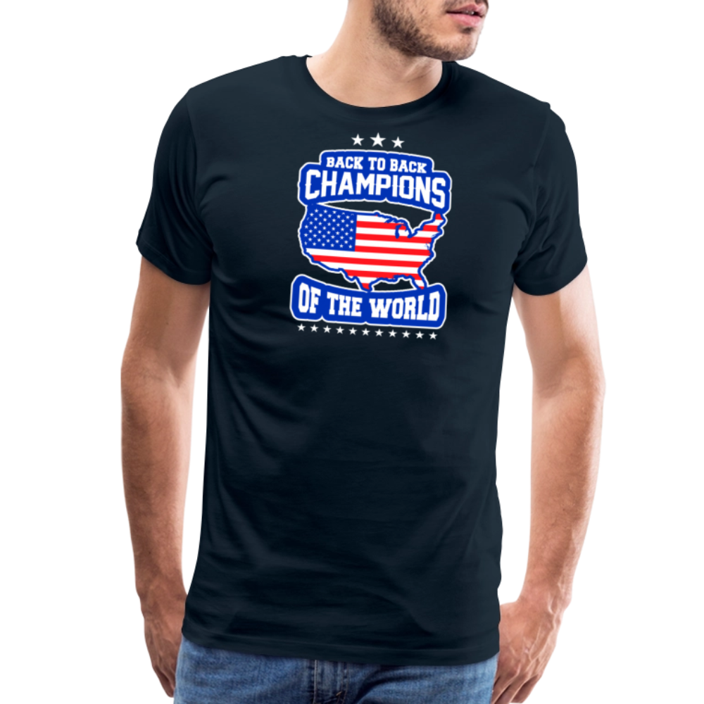 Back to Back Champions of the World by Iron Horse Threads Front Print - deep navy