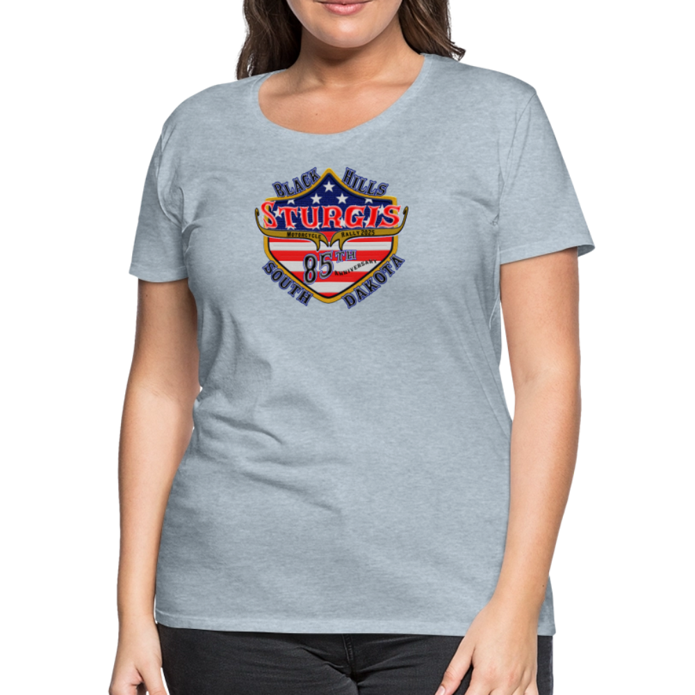 Women’s Premium 2025 Sturgis Motorcycle Rally T-Shirt - Front Print - heather ice blue