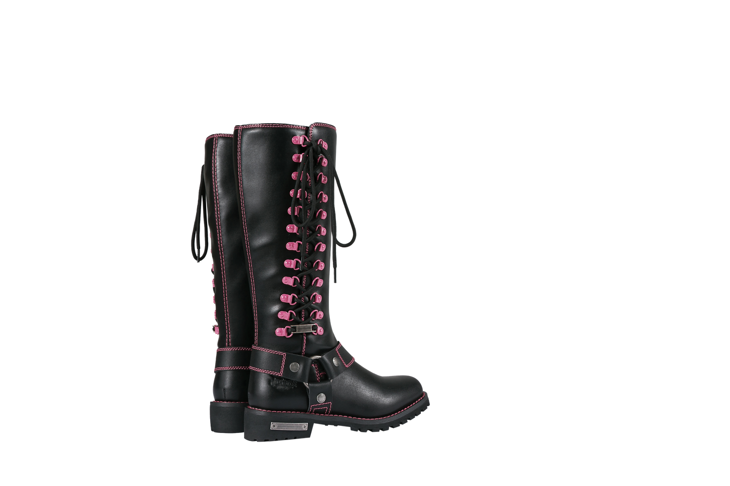 Dream Apparel® Women Biker Long Boots with Pink Laces