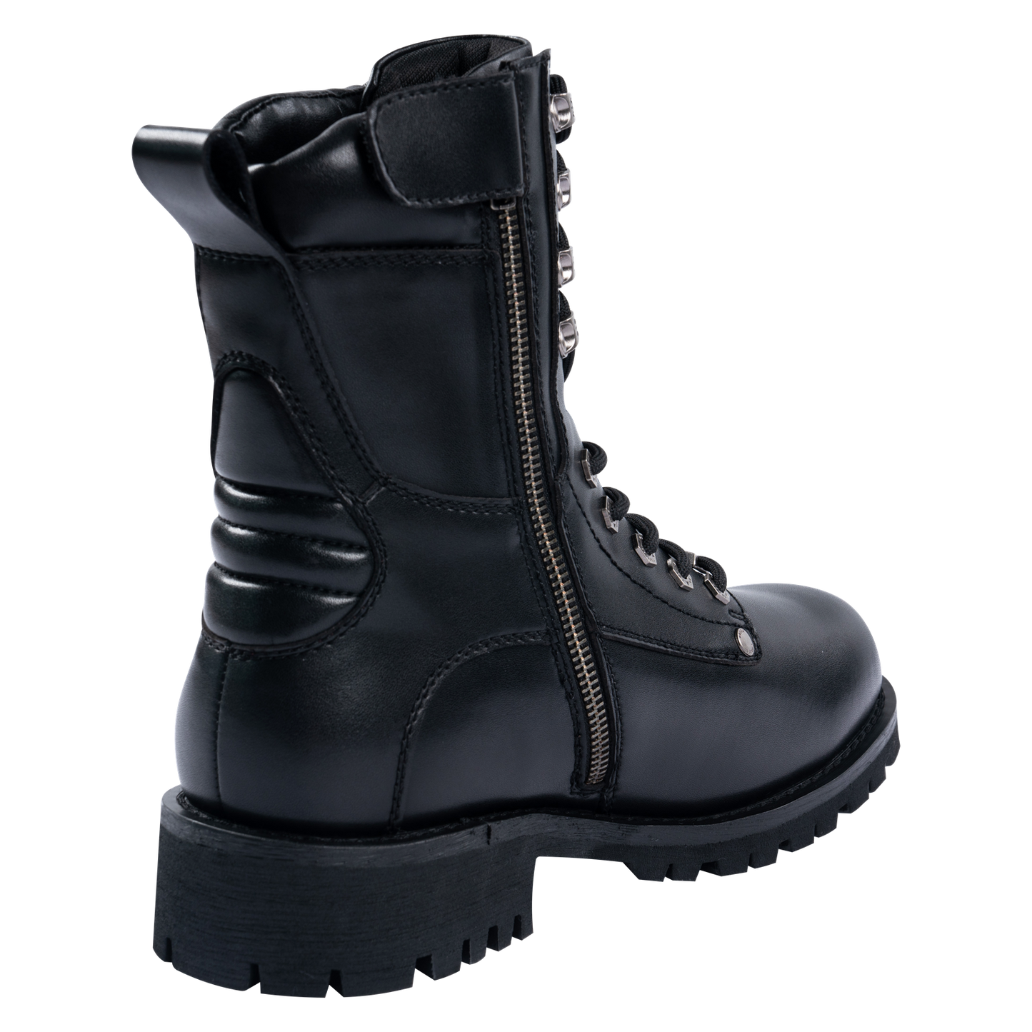 Dream Apparel Men's Motorcycle Riding Boots YKK Zipper Black Faux Leather Side Zipper Low Heel