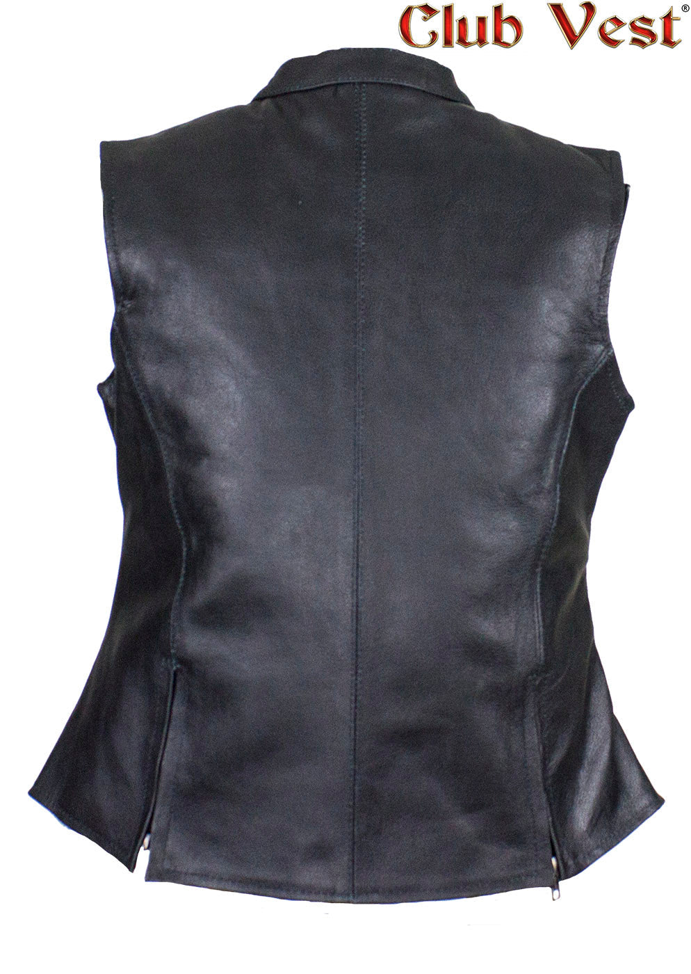 Dream Apparel Women's Leather Concealed Carry Pocket Club Vest