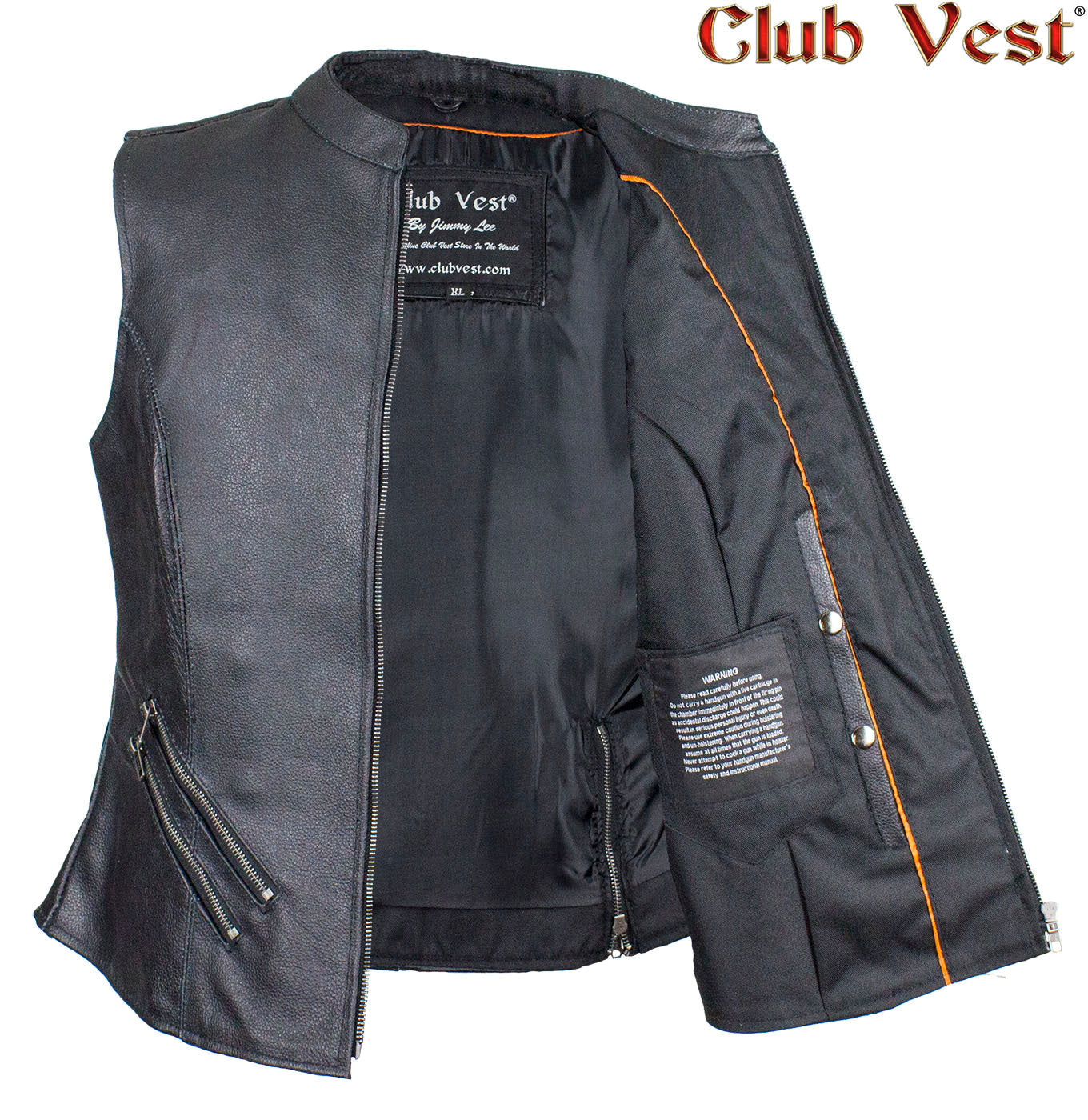 Dream Apparel Women's Leather Concealed Carry Pocket Club Vest
